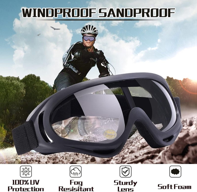 LOEO Motorcycle Goggles 2 Pack - ATV Dustproof Dirt Bike Goggles for Ski Racing Riding, Off Road Waterproof Motocross - Image 2